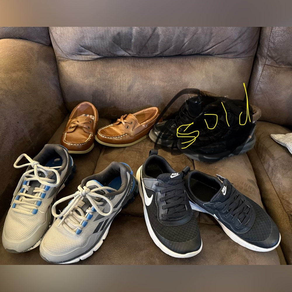 Size 13C 4 pair of boys shoes. Nike, Reebox, cat &jack, and carters loafers